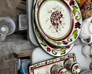 #145	Pottery set by WCL 5 pcs platter, pasta server, garnish tray, salt and pepper	 $20.00 