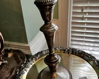 #119	Silverplate candelabra (2 pcs) 10-13.5"	 $25.00 