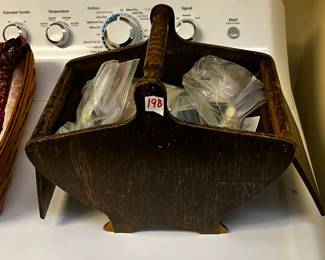 #198	Vintage wood sewing basket 12x7x10"	 $20.00 