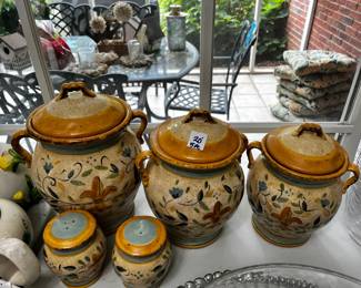 #144	Canister set CIC 3 canisters and salt and pepper	 $20.00 