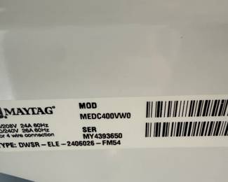 #207 MH Maytag Centennial dryer w swing door MEDC400VWD $100.00