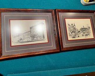 #59	PAIR Cotton Row/North Side Square prints by Harless 15x13"	 $40.00 