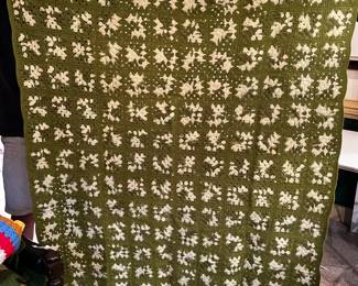 #47	Hand crocheted granny square throw blanket olive and lt green 51x63"	 $30.00 