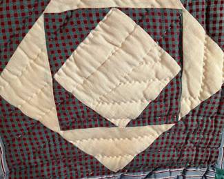 #46	76x62" Hand quilted blanket AS IS some discoloration	 $35.00 