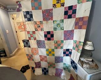 #70	Scrappy squares quilt top 62x80"	 $20.00 