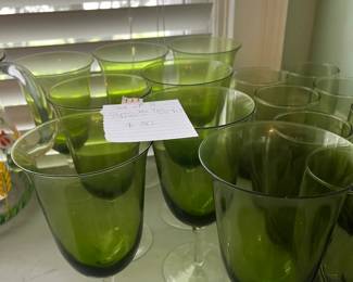 #111	Set of 8 Green Ice Tea glasses 7.5" tall	 $30.00 