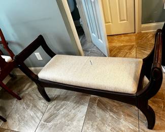 #25	Wooden bench w upholstered seat 48x15x28	 $125.00 