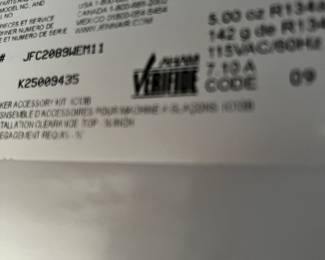 #171	Jennair fridge interior water dispenser. Counter top depth model jfc2089wem 25 cubic	 $800.00 
