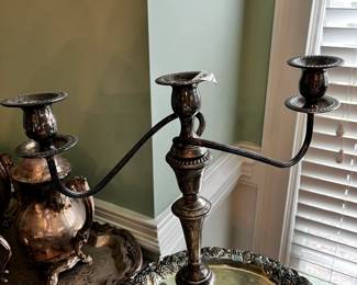 #119	Silverplate candelabra (2 pcs) 10-13.5"	 $25.00 