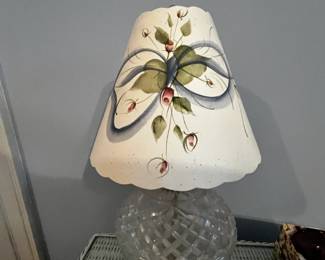 #75	Crystal base lamp w hand painted shade 16" tall	 $25.00 