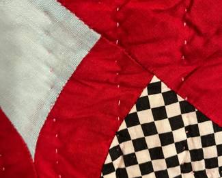 #44	Twin Quilt red and blue x and o hand quilted blanket 76x60"	 $50.00 