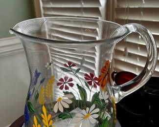 #109	Vintage Royal Danube Hand painted Flowers Pitcher Romania	 $25.00 
