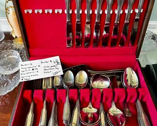#132	1776 pattern stainless flatware set by Salem 62 pcs including 14 serving pcs in box	 $100.00 