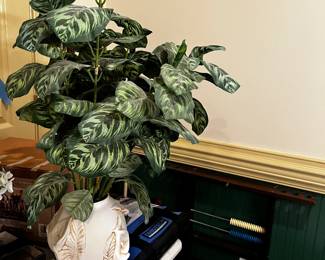 #52	White ceramic 12" vase w greenery	 $20.00 
