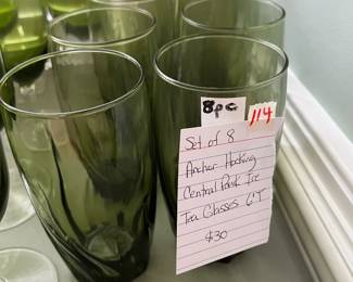 #114	Set of 8 Anchor Hocking Central Park Ice Tea glasses 6" tall	 $30.00 