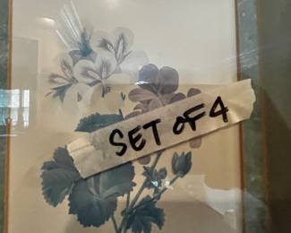 #80	Set of 4 Floral prints in gold frames unsigned 10x13"	 $20.00 