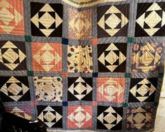 #46	76x62" Hand quilted blanket AS IS some discoloration	 $35.00 