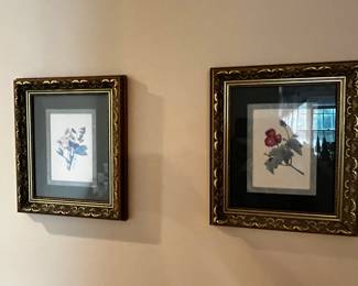 #80	Set of 4 Floral prints in gold frames unsigned 10x13"	 $20.00 
