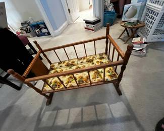 #78	Vintage wooden doll cradle 26x14x18"	 $20.00 