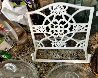 #141	11x11" White painted cast iron cookbook holder	 $20.00 