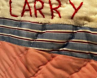 #46	76x62" Hand quilted blanket AS IS some discoloration	 $35.00 
