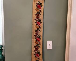 #28	Needlepoint 6x38" bellpull w brass hangers	 $25.00 
