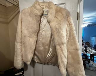 #77	White Rabbit coat made in Korea size small	 $25.00 