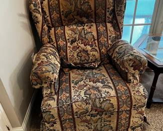 #13	Lazy boy recliner with floral upholstery as is finish	 $20.00 