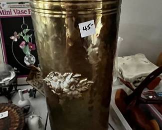 #164	Brass Umbrella stand 18" tall	 $45.00 
