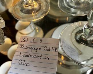 #120	Set of 8 champagne goblets iridescent color	 $32.00 