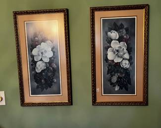 #128	Pair of Magnolia prints by Glenda Turley 17x31"	 $30.00 