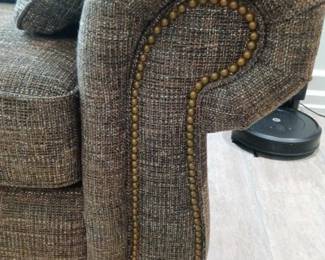#202	Lazy boy Couch  92 long x 36 deep. Attach back cushion Dark Brown cream Tweed 	 $150.00 			