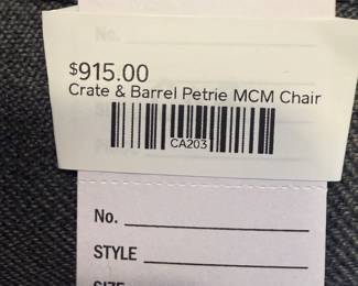 Crate & Barrel Petrie MCM Chair 
