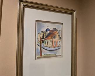 Framed wall art - unsigned watercolor