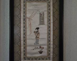 Framed silk art