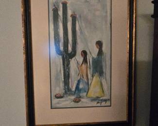 1962 - Ettore "Ted" DeGrazia Saguaro - Harvest Collograph