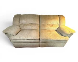 Beige Textured Fabric Manual Reclining Sofa