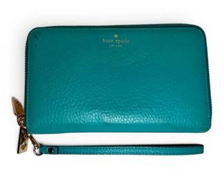 Kate Spade Blue Leather Wallet w COA