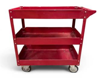 Red Metal 3Shelf Rolling Cart