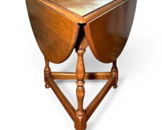 Oak Triangle Triple Drop Leaf End Table