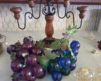 Vintage Lucite Grapes & Lucite Candleholders