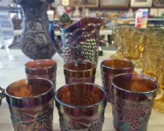 Vintage Carnival Pitcher & Glasses
