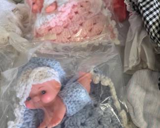 Vintage Babies with Small Crochet Blankets