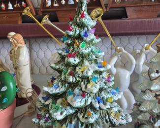 Vintage Snow Flocked Ceramic Christmas Tree