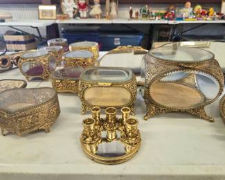 Vintage Jewelry Coffins/Boxes and Vintage Lipstick Holder