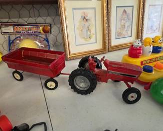 Vintage Metal Tractor & Trailer