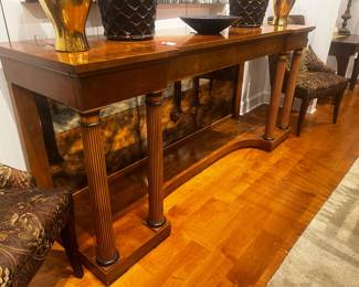 Empire style Burl Walnut console table mirrored back flashlight sale $100