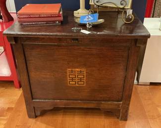 Antique Chinese double happiness, marriage chest