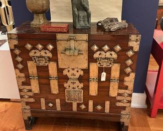Korean Bandaji brass mounted blanket, chest storage trunk