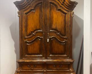French provincial large carved wood armoire